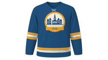 Load image into Gallery viewer, Riga Original Hockey Jersey in Baltic Blue, front view – custom name and number