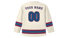 Load image into Gallery viewer, Riga Original Hockey Jersey in Linen White, back view with your name and number
