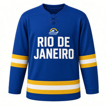 Load image into Gallery viewer, Rio de Janeiro Original Hockey Jersey in Blue, front view – custom name and number