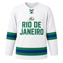 Load image into Gallery viewer, Rio de Janeiro Original Hockey Jersey in White, front view – custom name and number