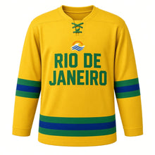Load image into Gallery viewer, Rio de Janeiro Original Hockey Jersey in Yellow, front view – custom name and number