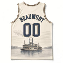 Load image into Gallery viewer, Riverboat Paddlewheel Original Basketball Jersey in Riverboat Cream, back view with your name and number