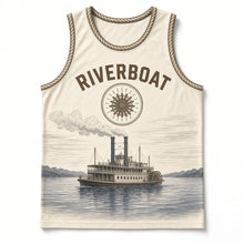 Load image into Gallery viewer, Riverboat Paddlewheel Original Basketball Jersey in Riverboat Cream, front view – custom name and number