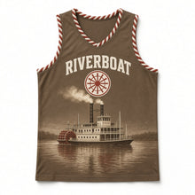 Load image into Gallery viewer, Riverboat Paddlewheel Original Basketball Jersey in River Brown, front view – custom name and number