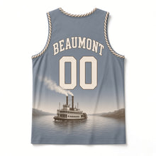Load image into Gallery viewer, Riverboat Paddlewheel Original Basketball Jersey in River Slate, back view with your name and number