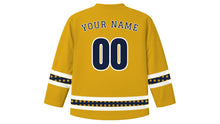 Load image into Gallery viewer, Rizal Day Original Hockey Jersey in Gold, back view with your name and number