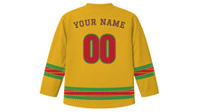 Load image into Gallery viewer, Rocket Festival Original Hockey Jersey in Gold, back view with your name and number