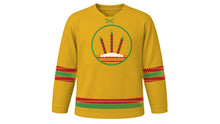 Load image into Gallery viewer, Rocket Festival Original Hockey Jersey in Gold, front view – custom name and number