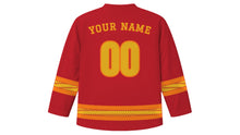 Load image into Gallery viewer, Rocket Festival Original Hockey Jersey in Isan Red, back view with your name and number