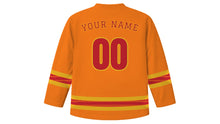 Load image into Gallery viewer, Rocket Festival Original Hockey Jersey in Saffron Orange, back view with your name and number