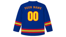 Load image into Gallery viewer, Romanian National Day Original Hockey Jersey in Cobalt Blue, back view with your name and number
