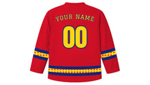 Load image into Gallery viewer, Romanian National Day Original Hockey Jersey in Crimson Red, back view with your name and number