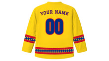 Load image into Gallery viewer, Romanian National Day Original Hockey Jersey in Sunflower Yellow, back view with your name and number