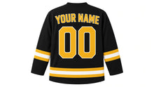 Load image into Gallery viewer, Rome Original Hockey Jersey in Black, back view with your name and number