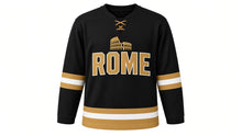 Load image into Gallery viewer, Rome Original Hockey Jersey in Black, front view – custom name and number