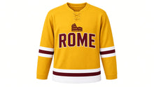 Load image into Gallery viewer, Rome Original Hockey Jersey in Gold, front view – custom name and number