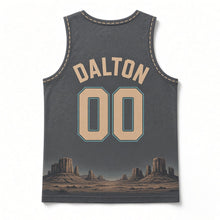 Load image into Gallery viewer, Route 66 Road Trip Original Basketball Jersey in Asphalt, back view with your name and number