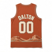 Load image into Gallery viewer, Route 66 Road Trip Original Basketball Jersey in Canyon Rust, back view with your name and number