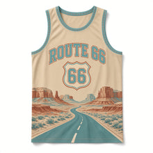 Load image into Gallery viewer, Route 66 Road Trip Original Basketball Jersey in Desert Sand, front view – custom name and number