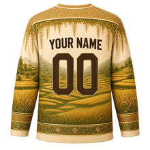 Load image into Gallery viewer, Royal Ploughing Ceremony Original Hockey Jersey in Cream, back view with custom YOUR NAME and 00