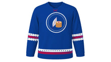 Load image into Gallery viewer, Runeberg Day Original Hockey Jersey in Finnish Blue, front view – custom name and number