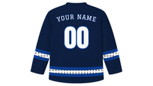 Load image into Gallery viewer, Runeberg Day Original Hockey Jersey in Navy, back view with your name and number
