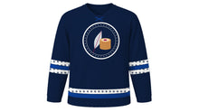 Load image into Gallery viewer, Runeberg Day Original Hockey Jersey in Navy, front view – custom name and number
