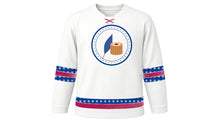Load image into Gallery viewer, Runeberg Day Original Hockey Jersey in White, front view – custom name and number