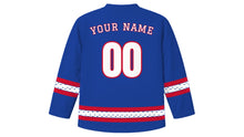 Load image into Gallery viewer, Russia Day Original Hockey Jersey in Royal Blue, back view with your name and number