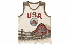 Load image into Gallery viewer, Rustic Barn Flag Original Basketball Jersey in Whitewash Cream, front view – custom name and number