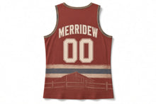 Load image into Gallery viewer, Rustic Barn Flag Original Basketball Jersey in Weathered Barn Red, back view with your name and number