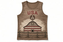 Load image into Gallery viewer, Rustic Barn Flag Original Basketball Jersey in Barnwood Brown, front view – custom name and number