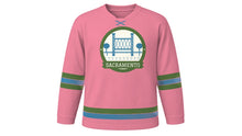 Load image into Gallery viewer, Sacramento Original Hockey Jersey in Camellia Pink, front view – custom name and number