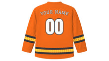 Load image into Gallery viewer, Sadeh Original Hockey Jersey in Flame Orange, back view with your name and number