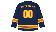Load image into Gallery viewer, Sadeh Original Hockey Jersey in Night Blue, back view with your name and number