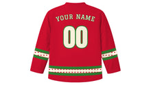 Load image into Gallery viewer, Saint Dwynwen's Day Original Hockey Jersey in Welsh Red, back view with your name and number