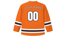 Load image into Gallery viewer, Saint-Jean-Baptiste Day Original Hockey Jersey in Bonfire Orange, back view with your name and number