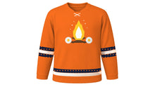 Load image into Gallery viewer, Saint-Jean-Baptiste Day Original Hockey Jersey in Bonfire Orange, front view – custom name and number