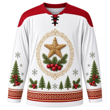 Load image into Gallery viewer, Saint Knut's Day Original Hockey Jersey in Snow White, front view with themed artwork and clean crest