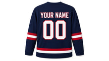 Load image into Gallery viewer, Saint Lucia Day Original Hockey Jersey in Navy, back view with your name and number