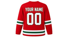 Load image into Gallery viewer, Saint Lucia Day Original Hockey Jersey in Red, back view with your name and number