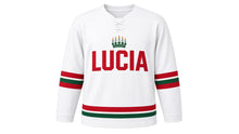 Load image into Gallery viewer, Saint Lucia Day Original Hockey Jersey in White, front view – custom name and number