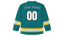 Load image into Gallery viewer, Saint Piran's Day Original Hockey Jersey in Atlantic Teal, back view with your name and number