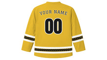 Load image into Gallery viewer, Saint Piran's Day Original Hockey Jersey in Gold, back view with your name and number