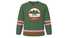 Load image into Gallery viewer, Salt Lake City Original Hockey Jersey in Juniper Green, front view – custom name and number