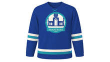 Load image into Gallery viewer, Samarkand Original Hockey Jersey in Lapis Blue, front view – custom name and number