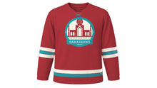 Load image into Gallery viewer, Samarkand Original Hockey Jersey in Pomegranate Red, front view – custom name and number