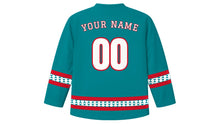 Load image into Gallery viewer, Samoa Independence Day Original Hockey Jersey in Ocean Teal, back view with your name and number