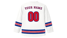 Load image into Gallery viewer, Samoa Independence Day Original Hockey Jersey in White, back view with your name and number