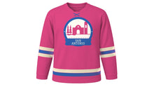 Load image into Gallery viewer, San Antonio Original Hockey Jersey in Fiesta Pink, front view – custom name and number